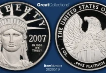 2007-W $100 One-Ounce Platinum American Eagle Statue of Liberty Frosted FREEDOM PCGS Proof-70 DCAM