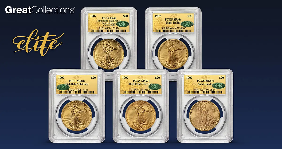 An exhibit of The Elite Collection for 1907 Saint Gaudens Double Eagles - By GreatCollections