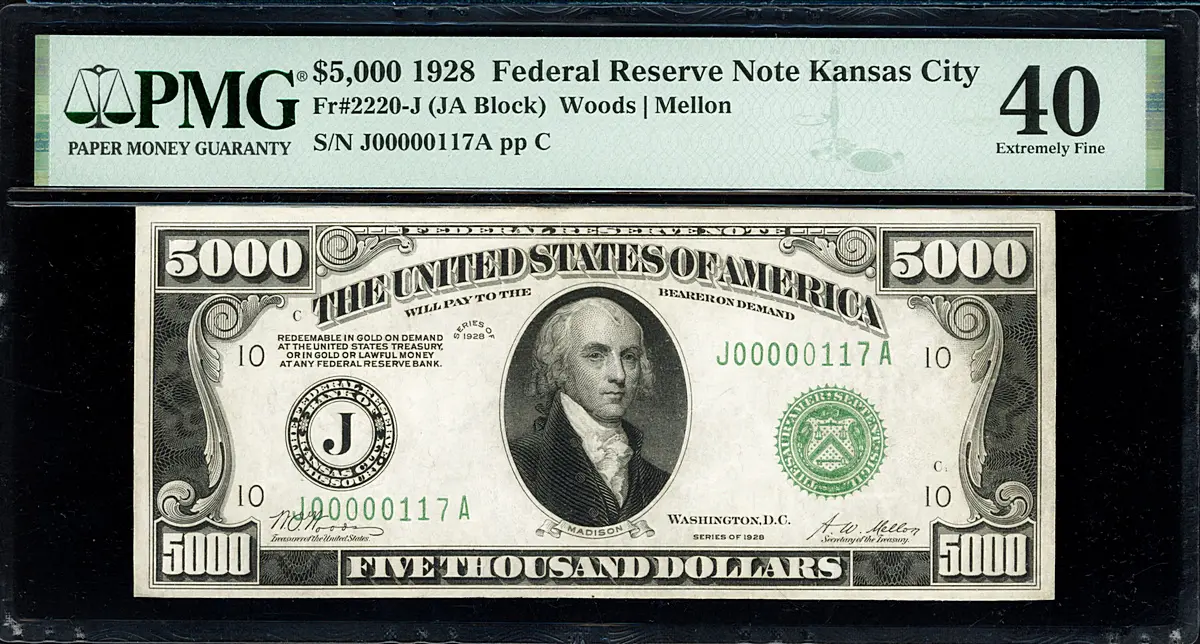 The $5,000 Bill That Nearly Vanished: One of Two Known 1928 Kansas City Notes Heads to GreatCollections