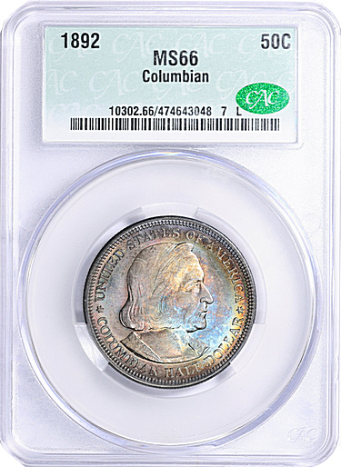1892 World Columbian Exposition Half Dollar CACG MS-66 (Toned)
