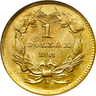 Genuine 1861-D Gold Dollar