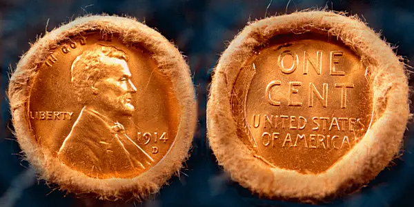 Lincoln cent hoard roll illustrating 1914-d