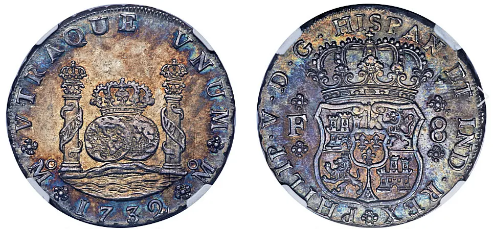 Mexico: Philip V "Milled" 8 Reales 1732 Mo-F MS61 NGC