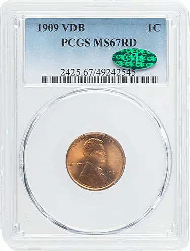 1909 1C VDB MS67 Red PCGS. CAC. 
