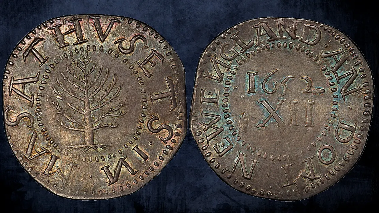 1652 Pine Tree Shilling, Large Planchet, Reversed N, MS64 PCGS. Noe-4