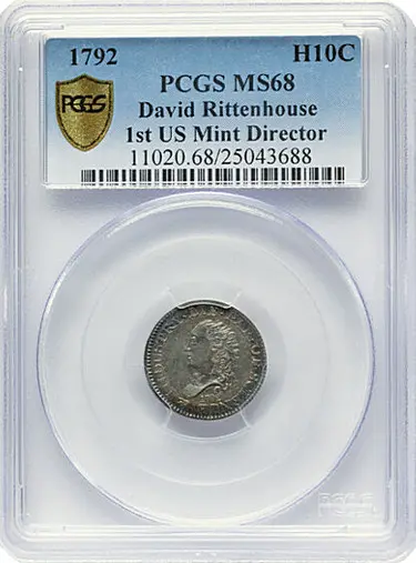 1792 Half Disme in PCGS MS-68 Holder