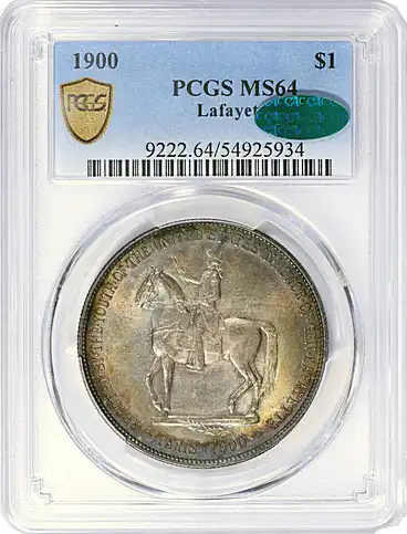 1900 Lafayette Dollar PCGS MS-64 (CAC Green) (Toned)