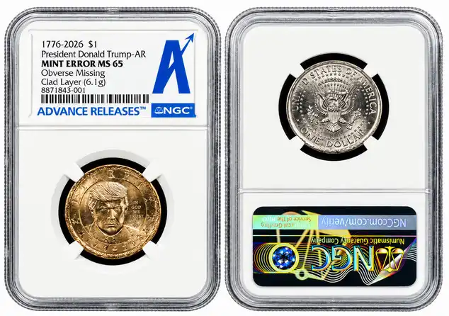 The Trump Dollar Error Discovery Coin NGC-65