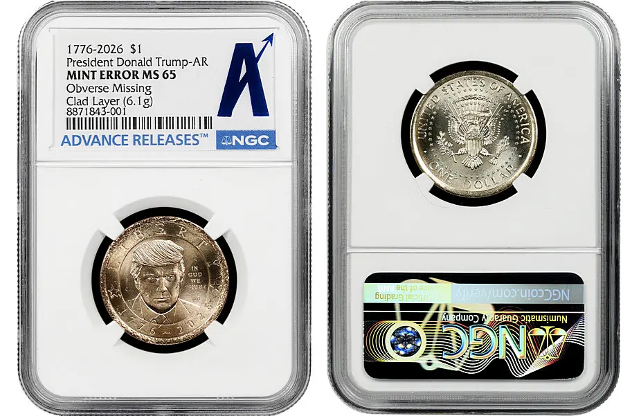The Trump Dollar Error Discovery Coin NGC-65