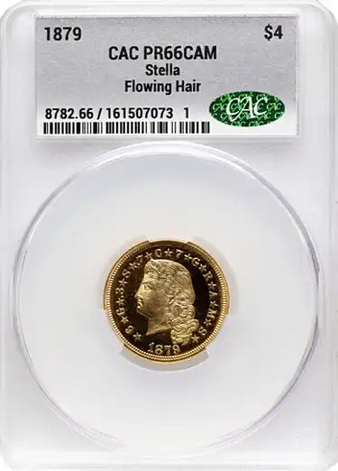 1879 $4 Flowing Hair, Judd-1635, Pollock-1833, JD-1, R.3, PR66 Cameo CACG