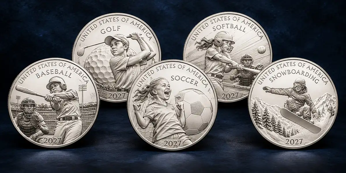 2027 Youth Sports Program Illustrated coins by CoinWeek base on Line art from the US Mint